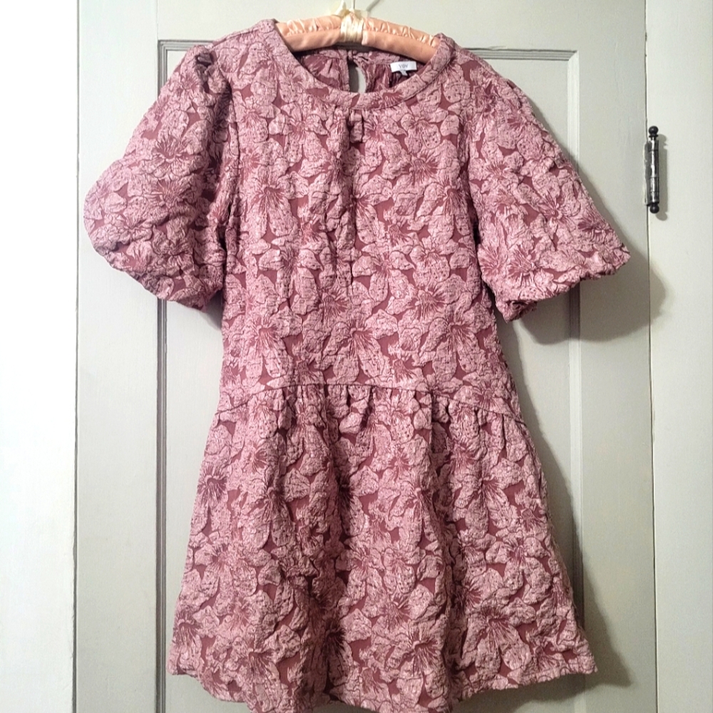 It's Your Night Mauve Floral Brocade Dress